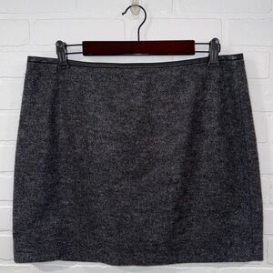 Madewell Charcoal Gray Wool Blend Mini Skirt with Leather Trim